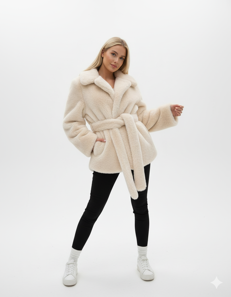 Mystique & Co™ Veste Fausse Fourrure Ceinturée