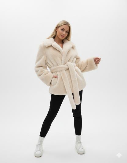 Mystique & Co™ Veste Fausse Fourrure Ceinturée